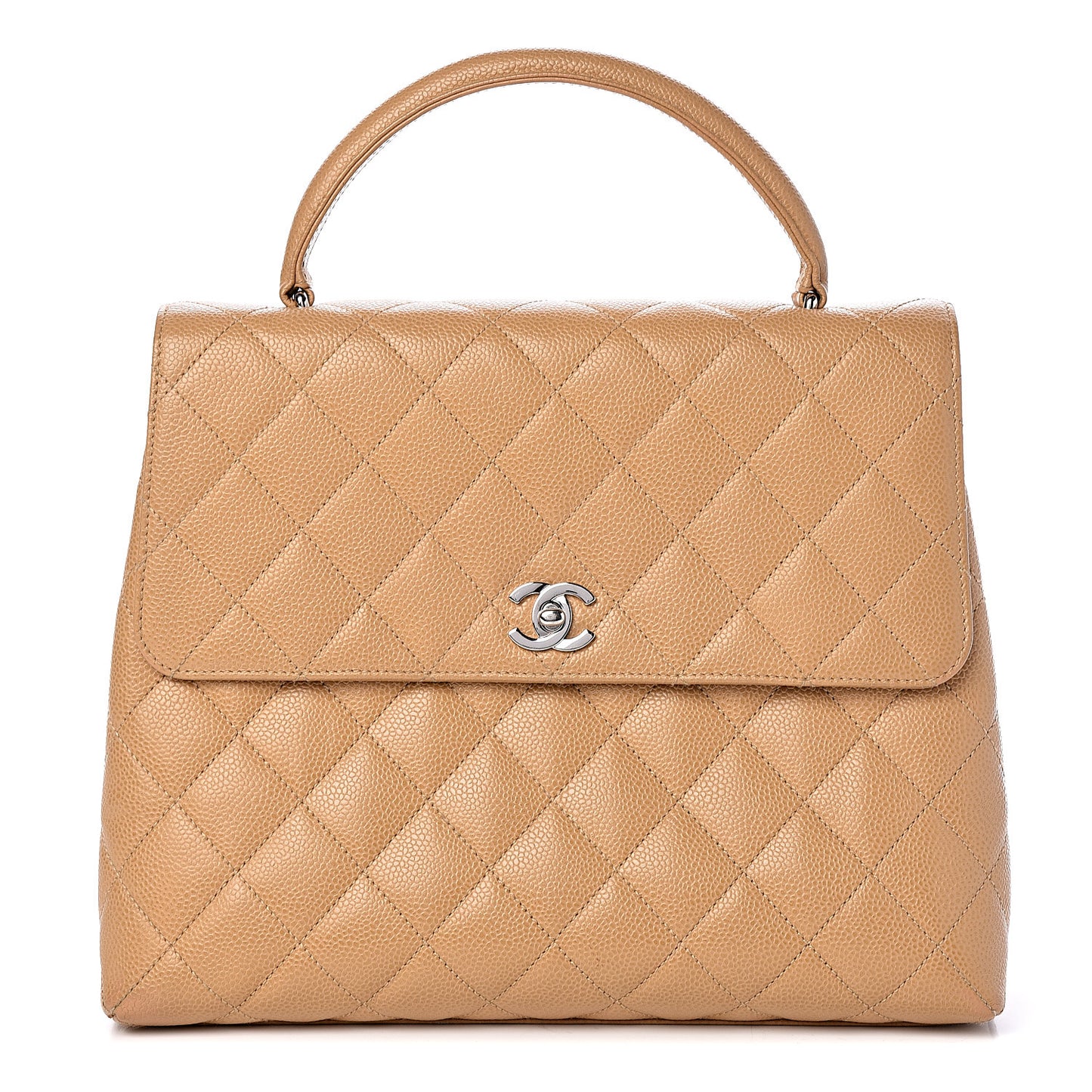 Caviar Quilted Jumbo Kelly Flap Beige