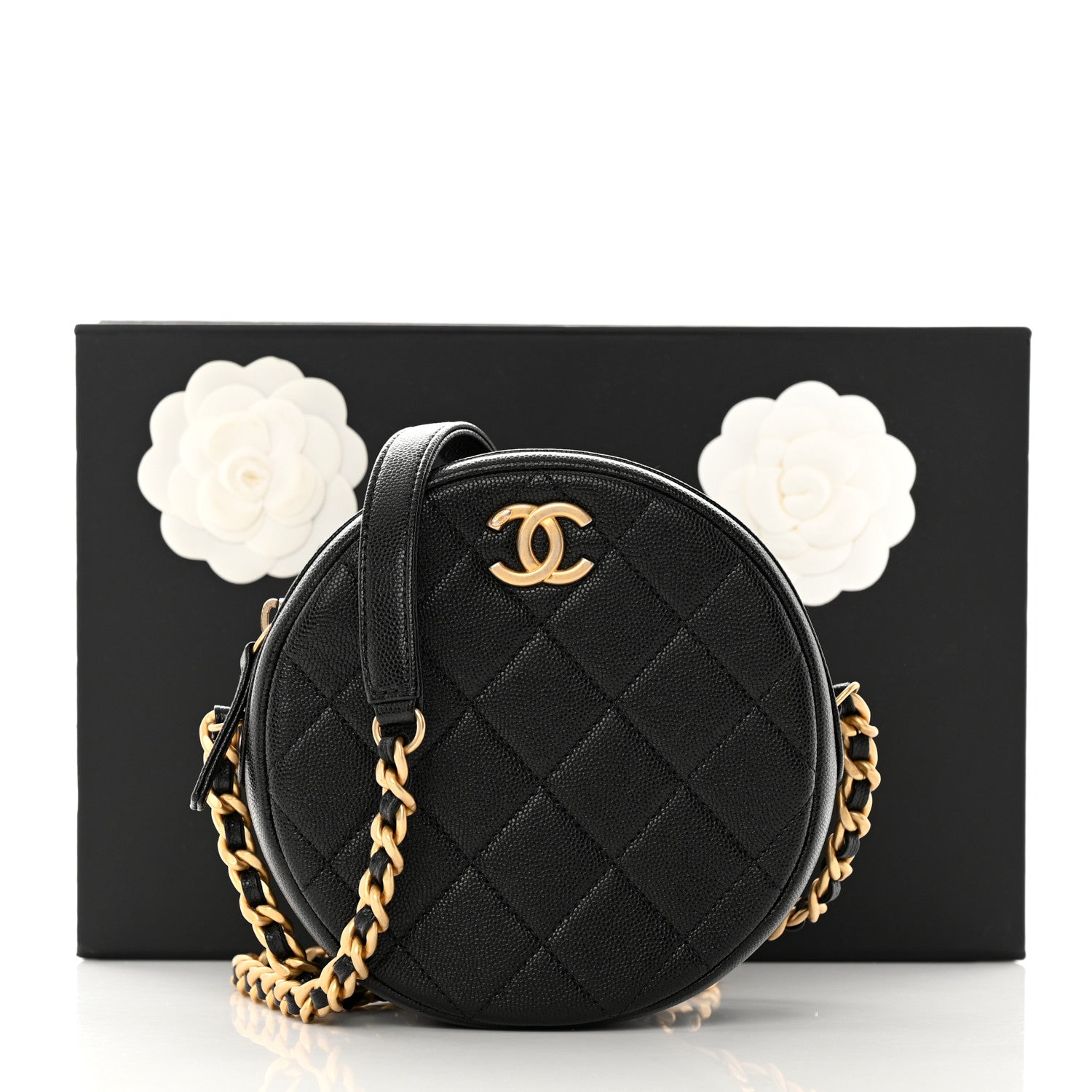 Chanel Caviar Quilted Small Round Bag With Chain Black 11 of 11