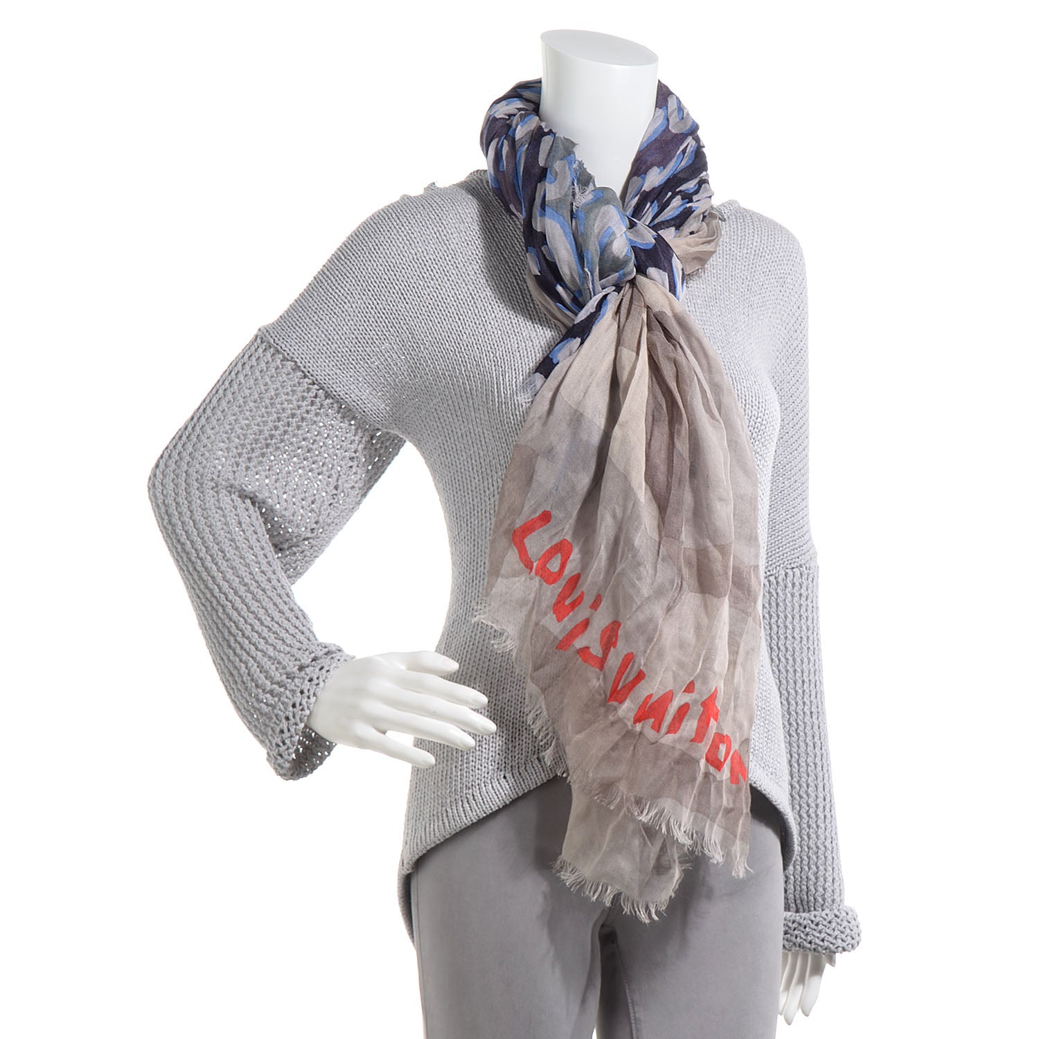 Louis Vuitton Cashmere Silk Leo Stole Taupe 2 of 7