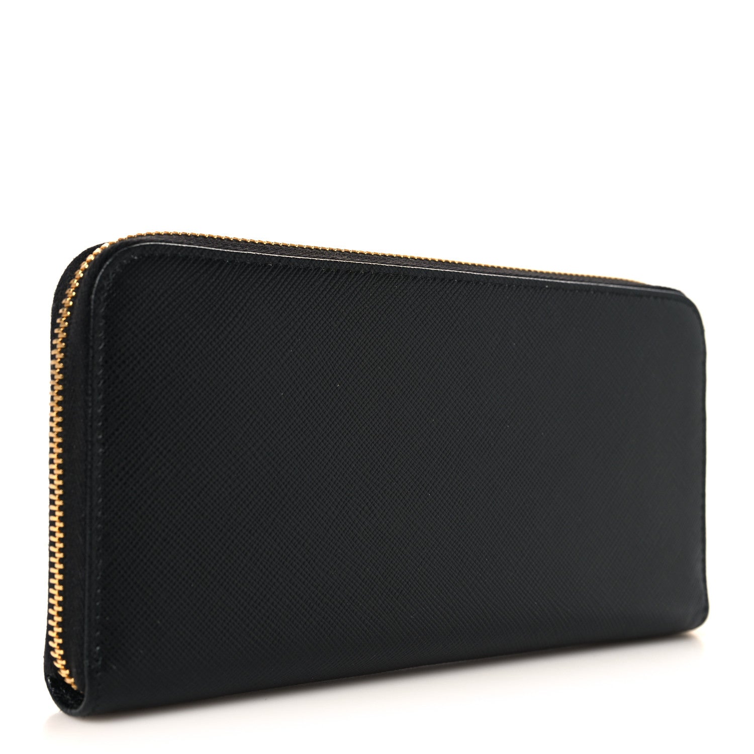 Prada Saffiano Metal Zip Around Wallet Black 3 of 7