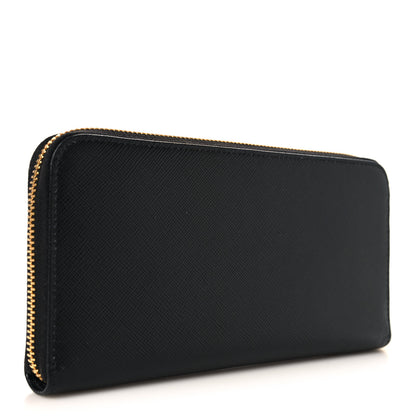 Prada Saffiano Metal Zip Around Wallet Black 3 of 7