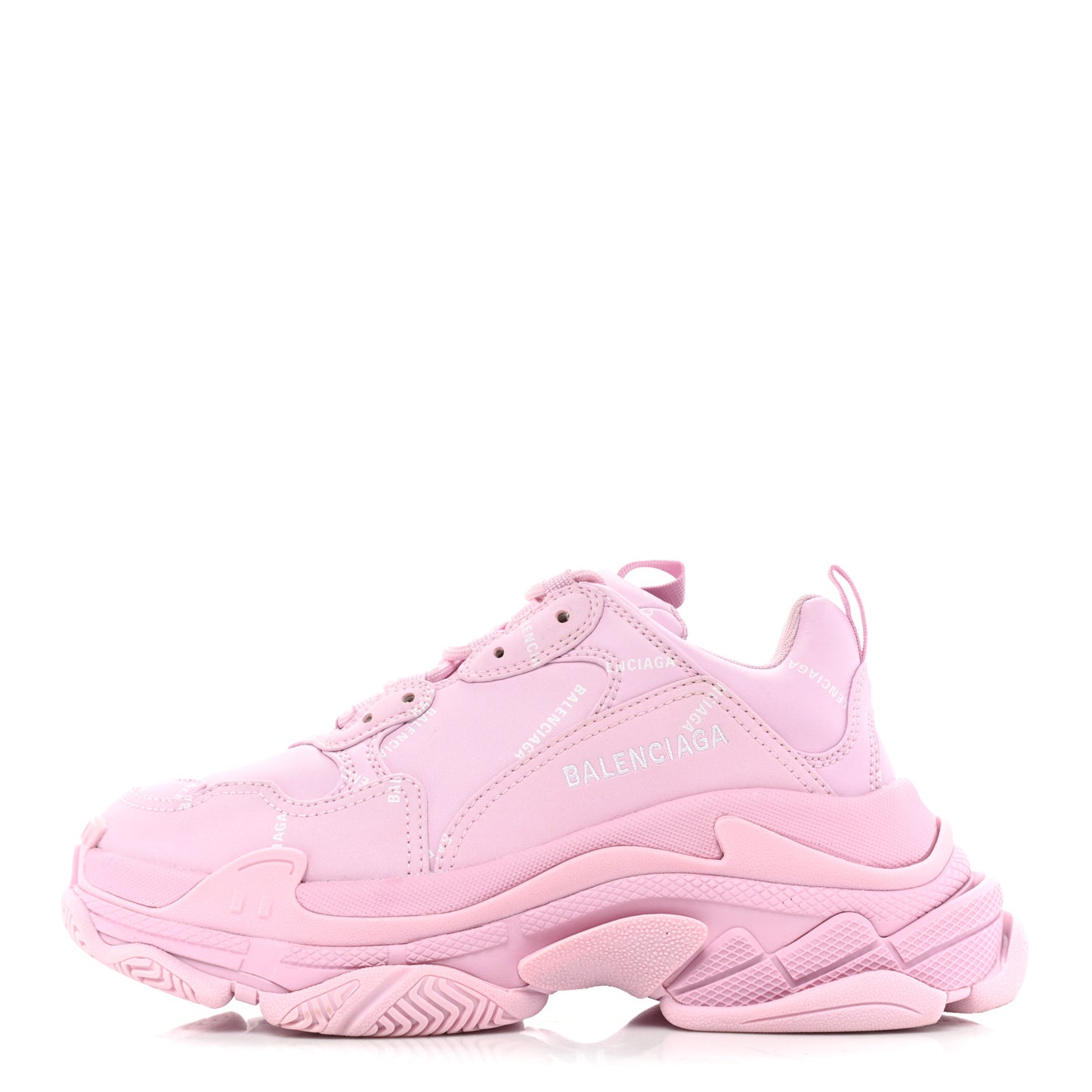 Technical Fabric Mesh Allover Logo Womens Triple S Sneakers 38 Pink White