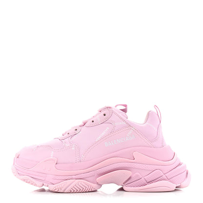 Balenciaga Technical Fabric Mesh Allover Logo Womens Triple S Sneakers 38 Pink White 1 of 9