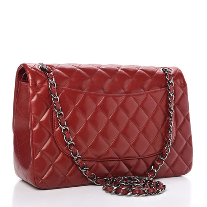 Chanel Lambskin Quilted Jumbo Double Flap Dark Red 3 of 10