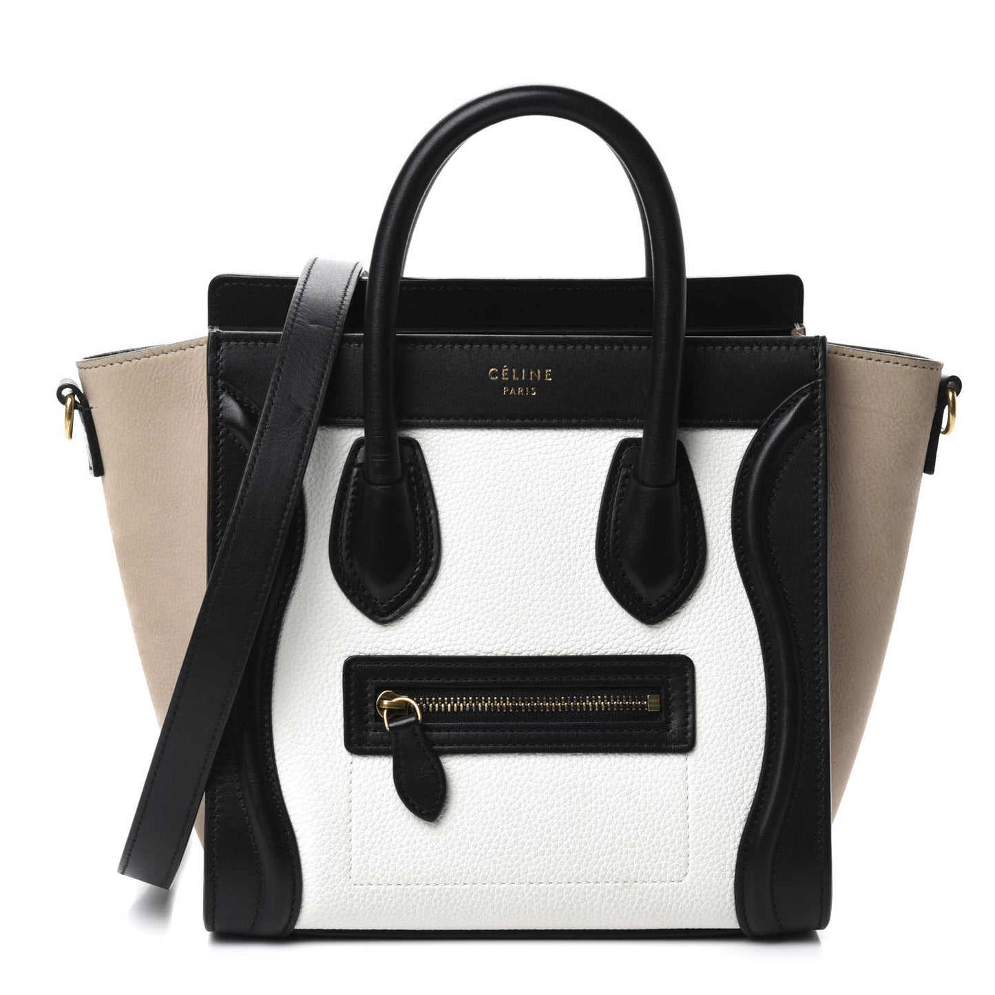 Smooth Drummed Calfskin Nano Tri-Color Luggage White