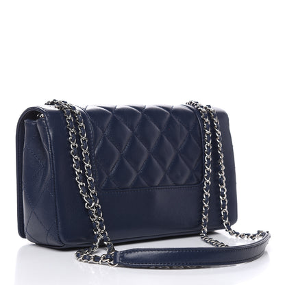 Chanel Sheepskin Quilted Medium Vintage Mademoiselle Flap Dark Navy 3 of 13