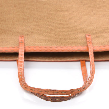 Fendi Raffia Calfskin Romano Selleria Tote Mandarino 7 of 12