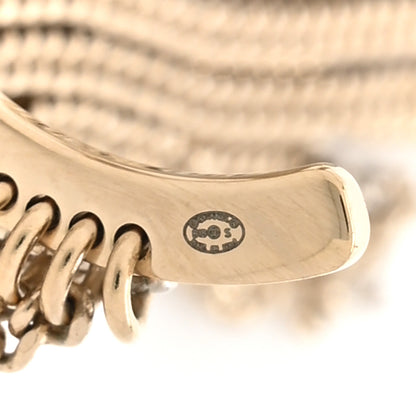 Chanel CC Hoop Drop Chain Earrings Gold Silver 4 of 4