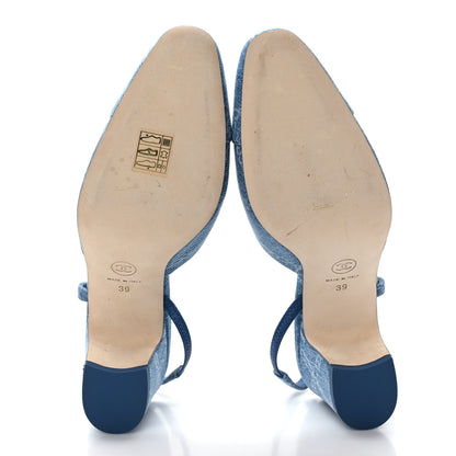 Chanel Denim Cap Toe Denim Slingback Pumps 39 Blue 5 of 8