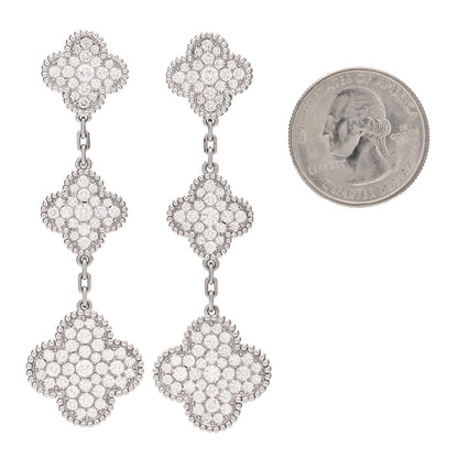 Van Cleef & Arpels 18K White Gold Diamond 3 Motifs Magic Alhambra Earrings 2 of 5