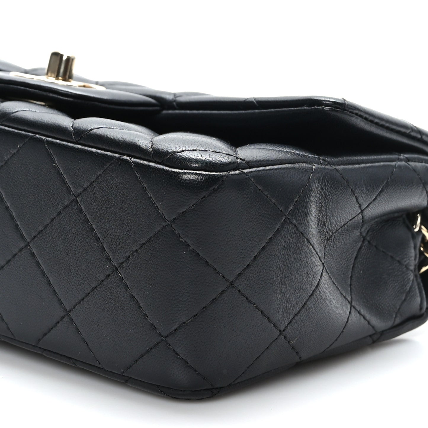 Lambskin Quilted Mini Rectangular Flap Black