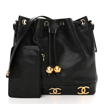 Chanel Caviar CC Drawstring Shoulder Bag Black 3 of 20