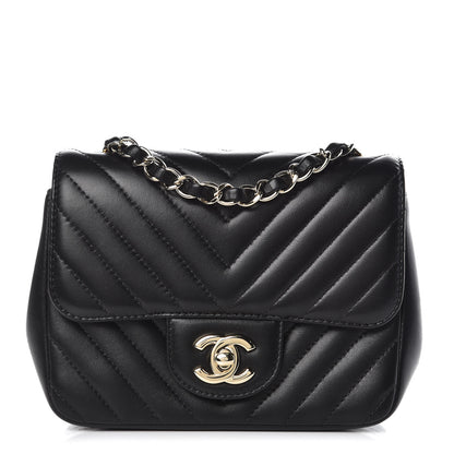 Chanel Lambskin Chevron Quilted Mini Square Flap Black 1 of 11