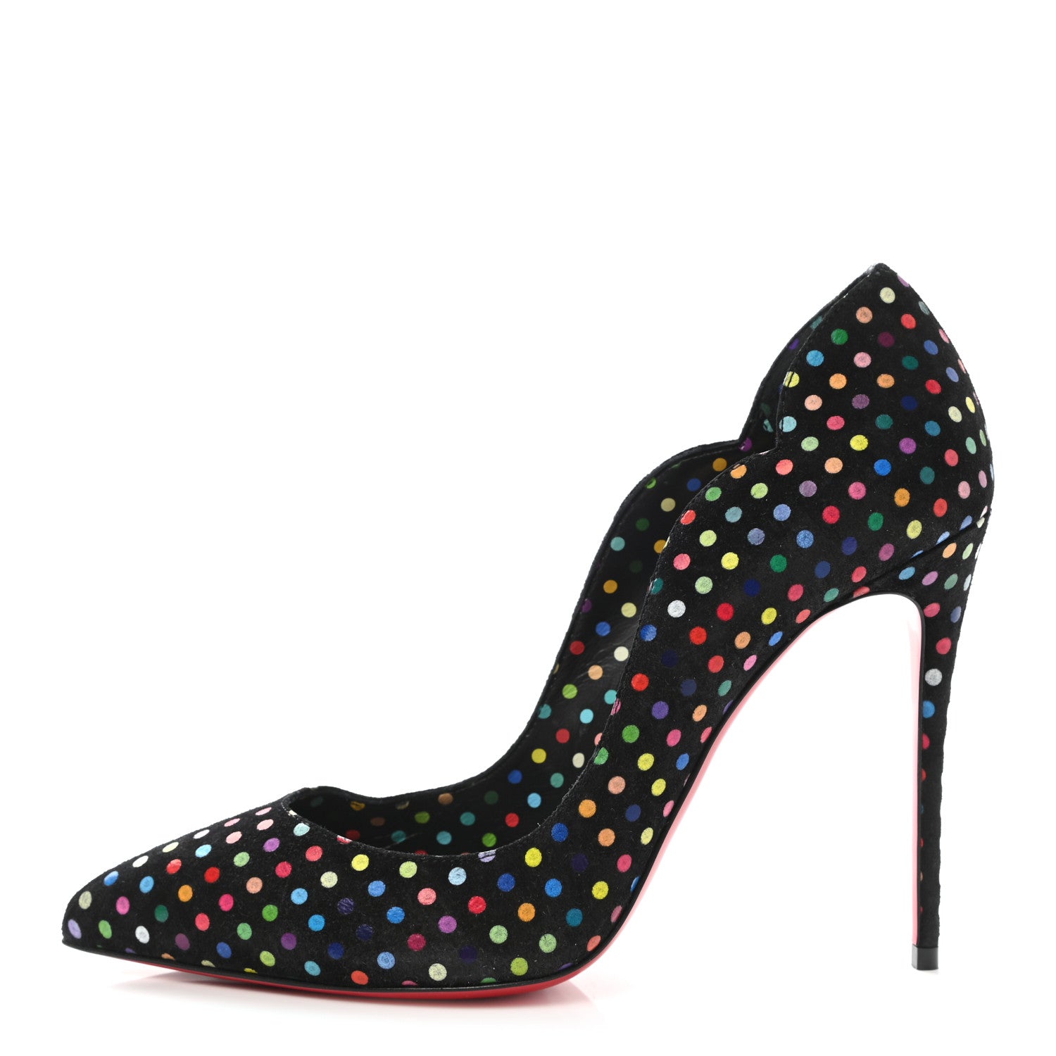 Christian Louboutin Suede Polka Dot Hot Chick 100 Pumps 39.5 Black Multicolor 1 of 8