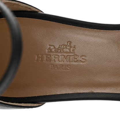 Hermes Calfskin Legend Wedge Sandals 35 Black 7 of 9
