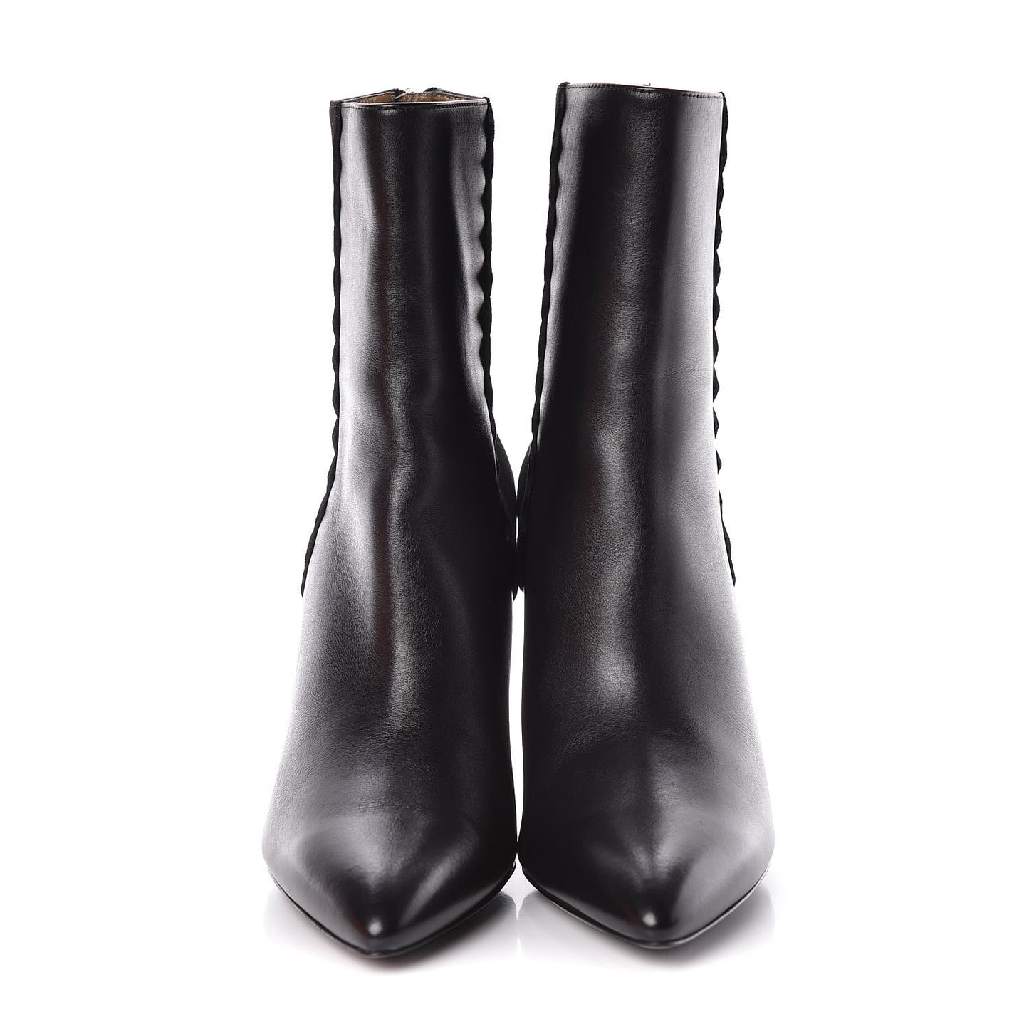 Calfskin Velvet Goatskin Womens Proof Low Boot 38.5 Black