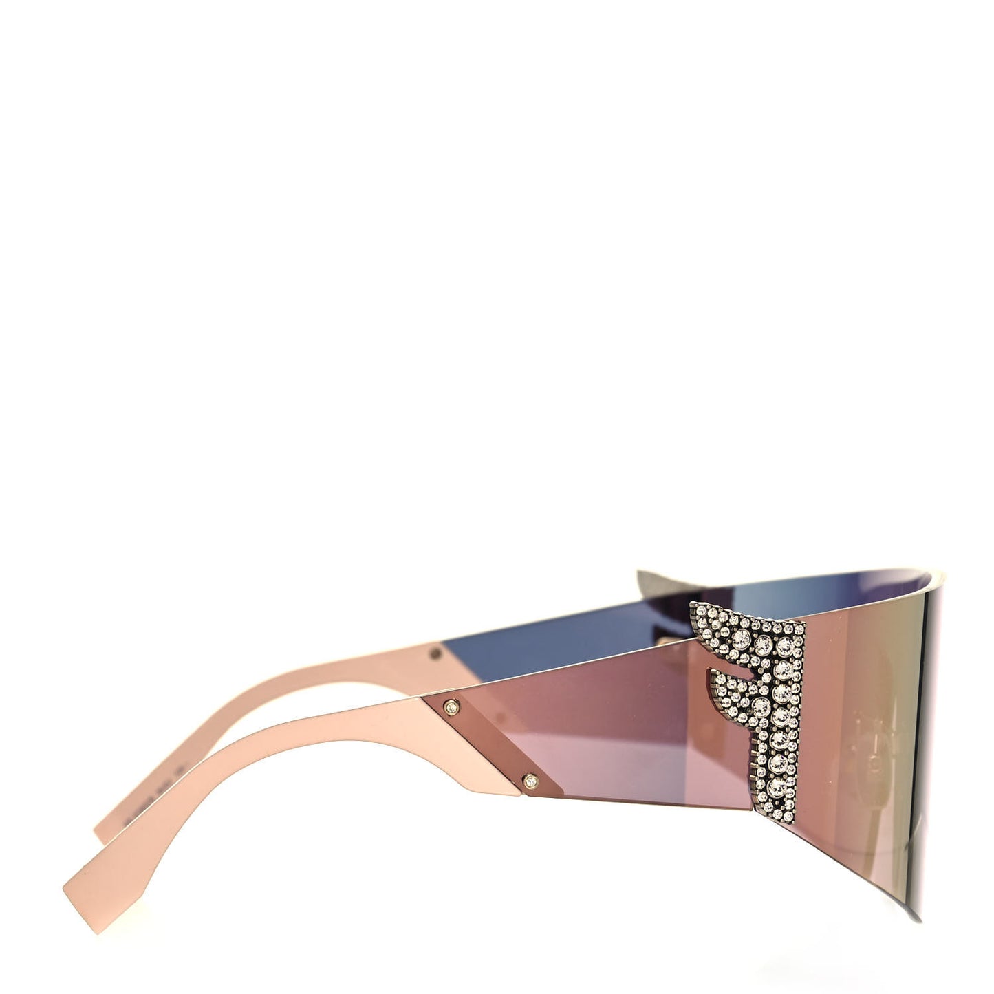 Mirrored Crystal Embellished FFreedom Shield Sunglasses FF 0382/S Pink