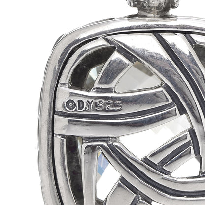 David Yurman Sterling Silver Diamond Prasiolite 14mm Albion Enhancer Pendant 3 of 4
