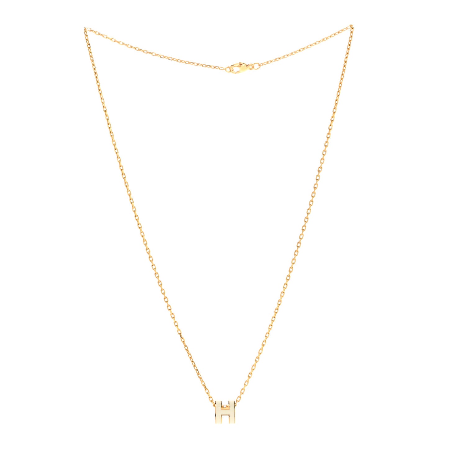 Lacquered Gold Mini Pop H Pendant Necklace White
