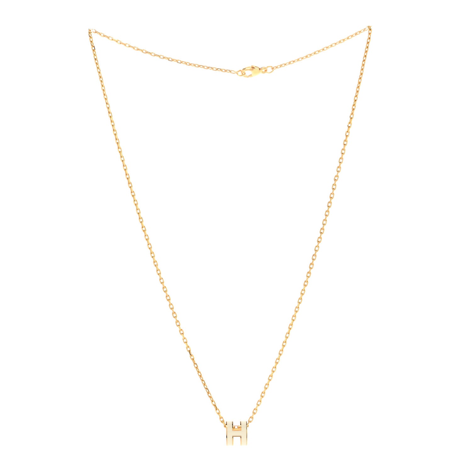 Hermes Lacquered Gold Mini Pop H Pendant Necklace White 3 of 6