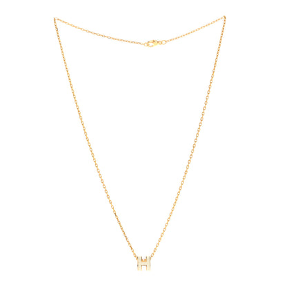 Hermes Lacquered Gold Mini Pop H Pendant Necklace White 3 of 6
