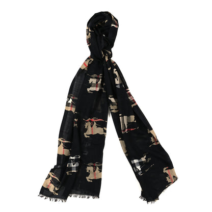 Burberry Wool Silk Gauze Giant Check EKD Scarf Archive Beige Black 1 of 4