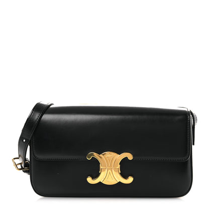 Celine Shiny Calfskin Triomphe Shoulder Bag Black 1 of 13