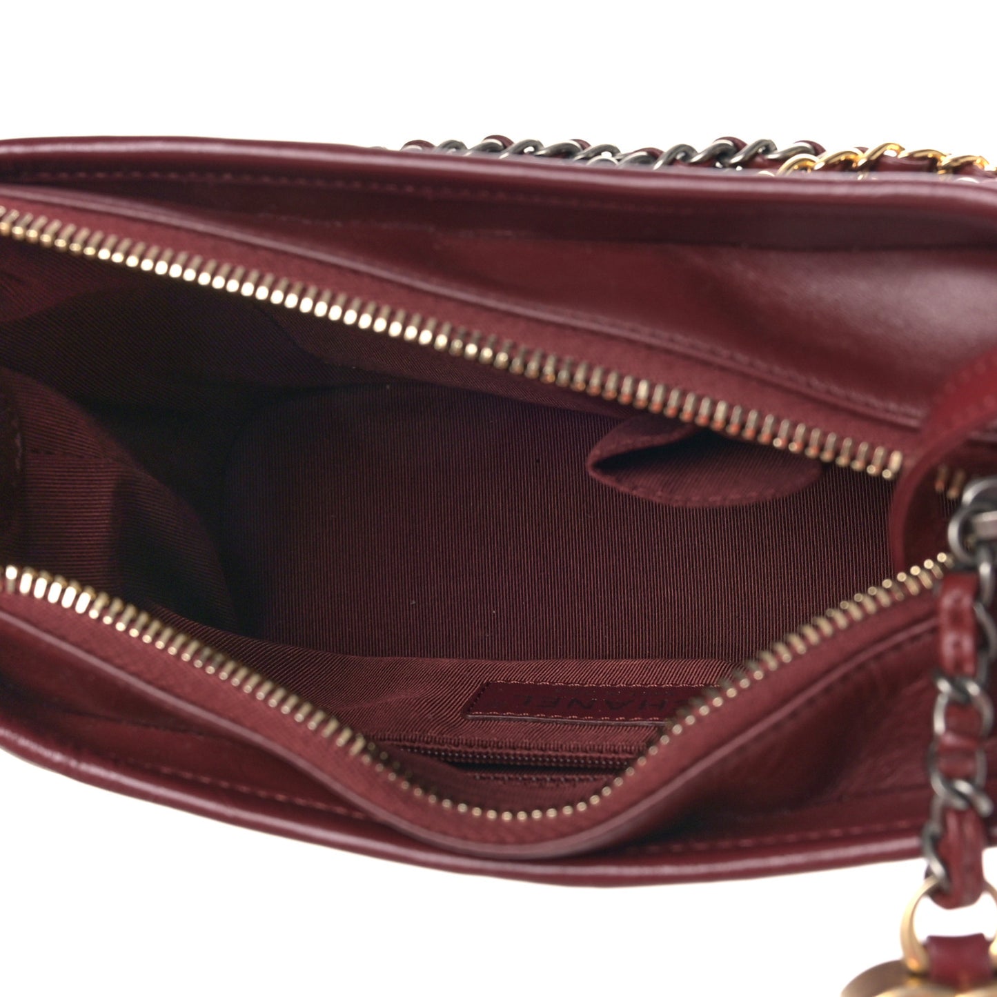 Aged Calfskin Quilted Small Gabrielle Hobo Burgundy