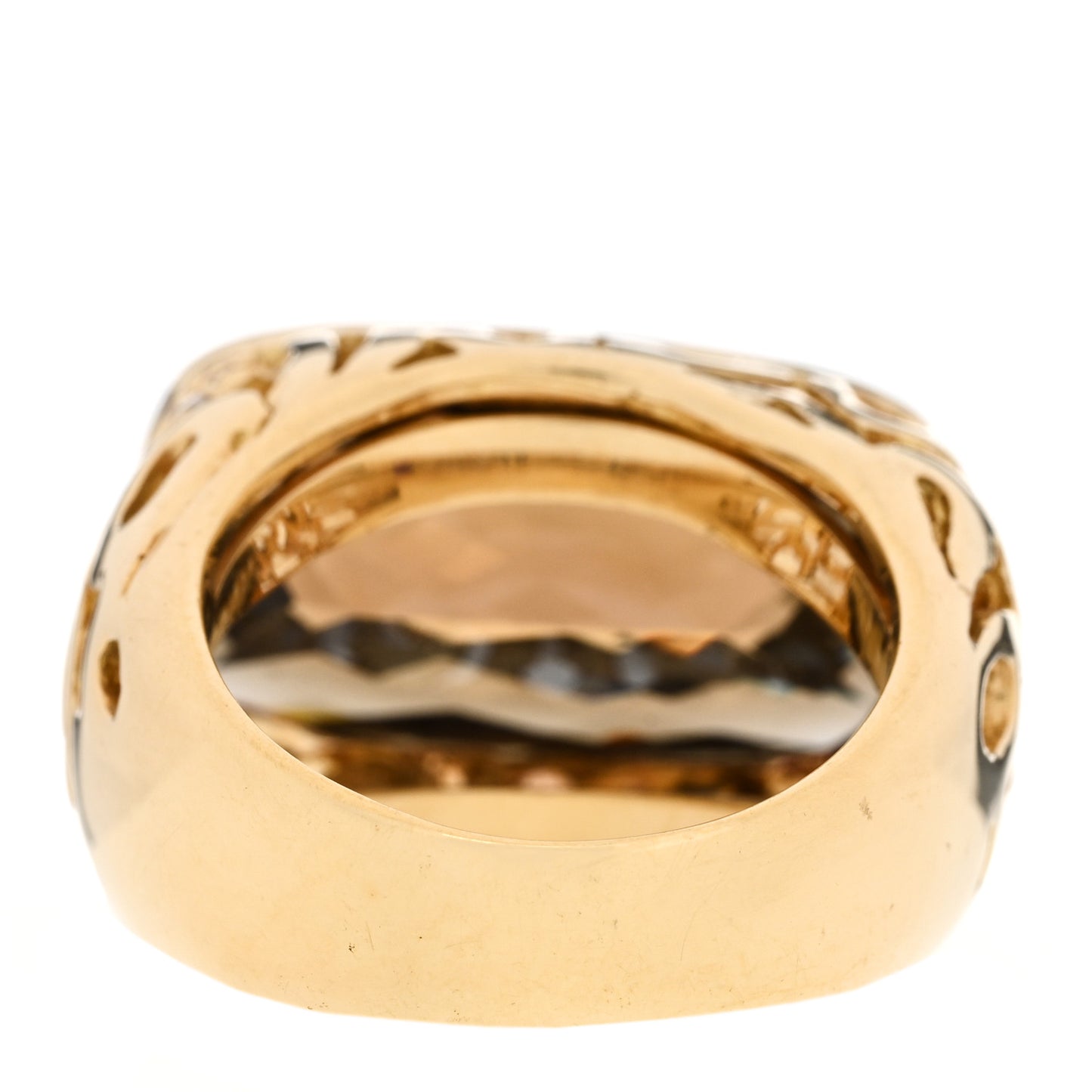 18K Yellow Gold Diamond Smokey Quartz Mauresque Ring 57 8