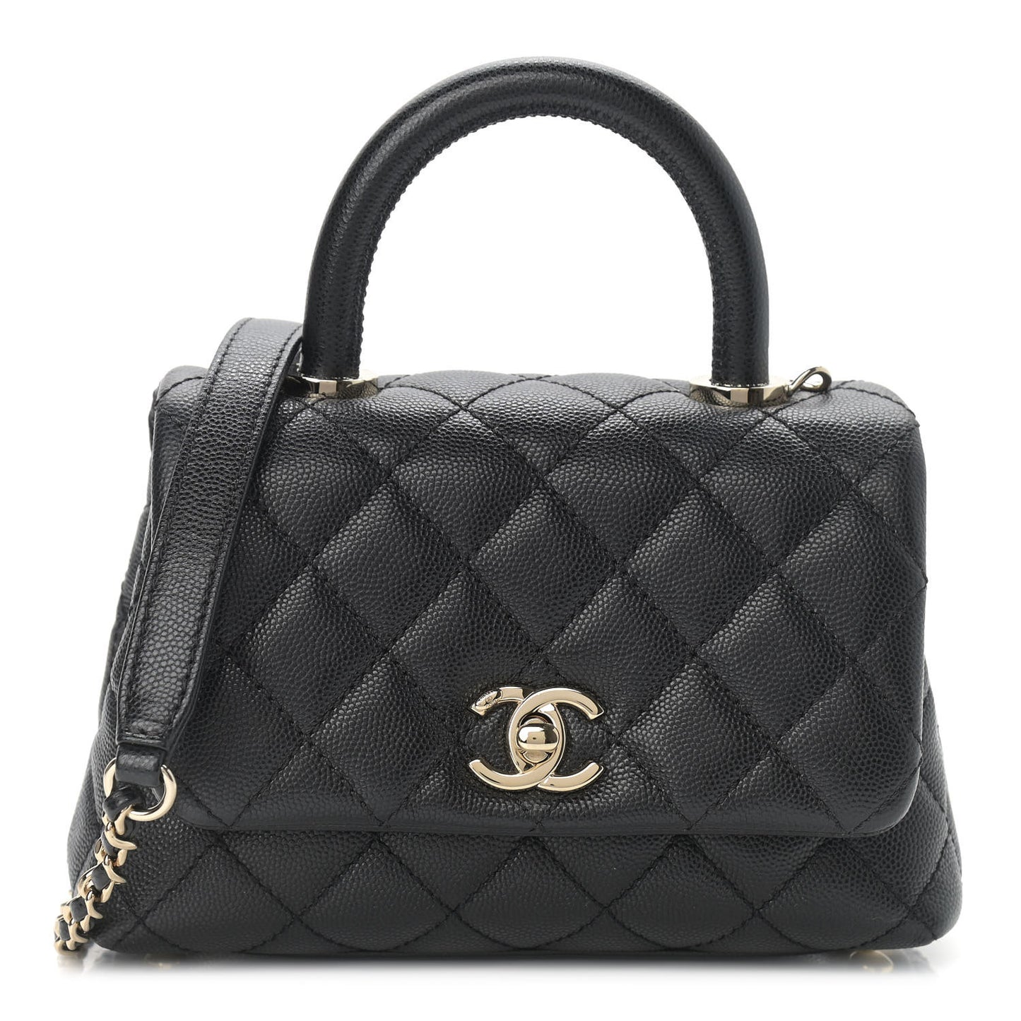 Caviar Quilted Extra Mini Coco Handle Flap Black