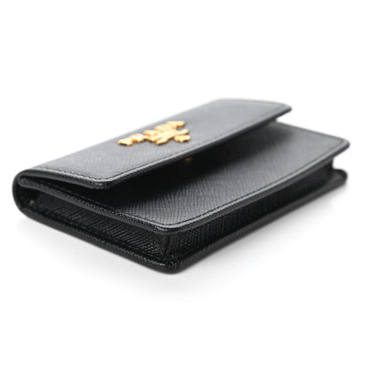 Prada Saffiano Metal Flap Card Holder Black 6 of 10