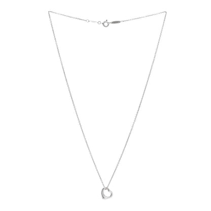 Tiffany Sterling Silver Elsa Peretti 11mm Open Heart Pendant Necklace 3 of 5