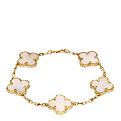 Van Cleef & Arpels VAN CLEEF & ARPELS 18K Yellow Gold Mother of Pearl 5 Motifs Vintage Alhambra Bracelet 1 of 4