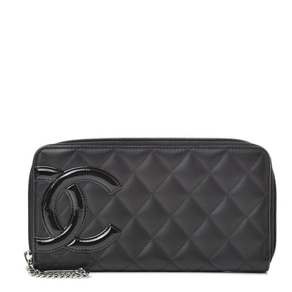 Chanel Calfskin Quilted Cambon Large Gusset Zip Around Wallet Black 1 of 8