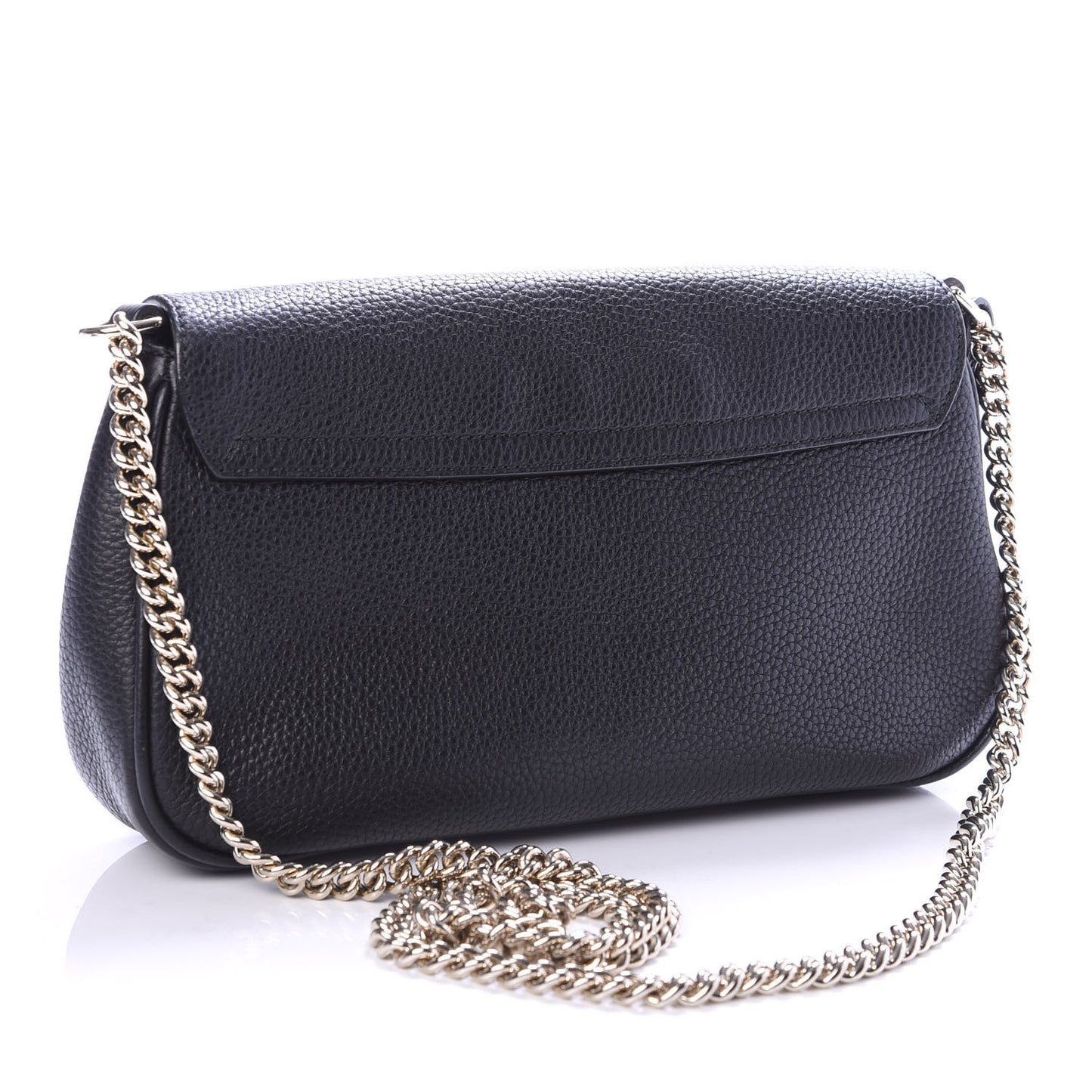 Pebbled Calfskin Medium Soho Flap Crossbody Black