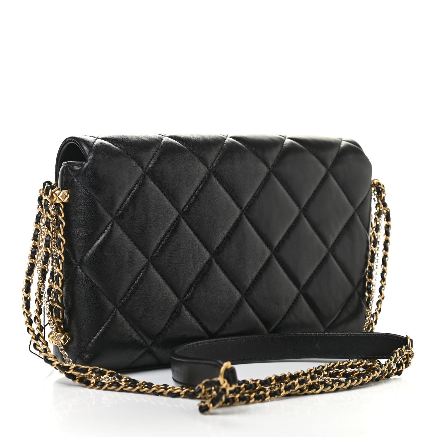 Lambskin Quilted Crush On Chains Flap Bag Black