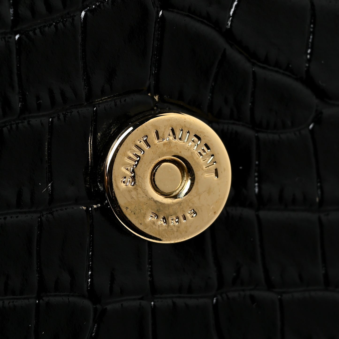 Calfskin Crocodile Embossed Medium Monogram Sunset Black