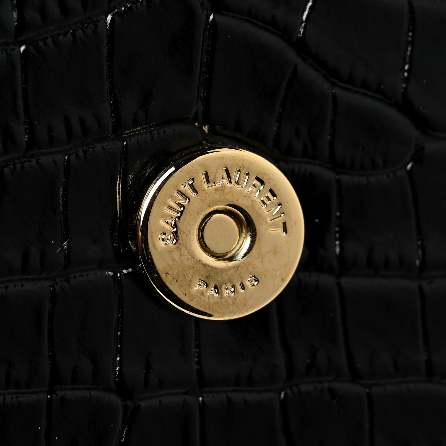 Saint Laurent Calfskin Crocodile Embossed Medium Monogram Sunset Black 13 of 14