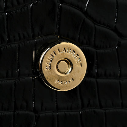 Saint Laurent Calfskin Crocodile Embossed Medium Monogram Sunset Black 13 of 14