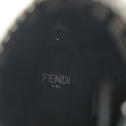 Fendi Calfskin Stretch Fabric Rockoko Biker Boots 39 Tobacco Black Marino 8 of 8