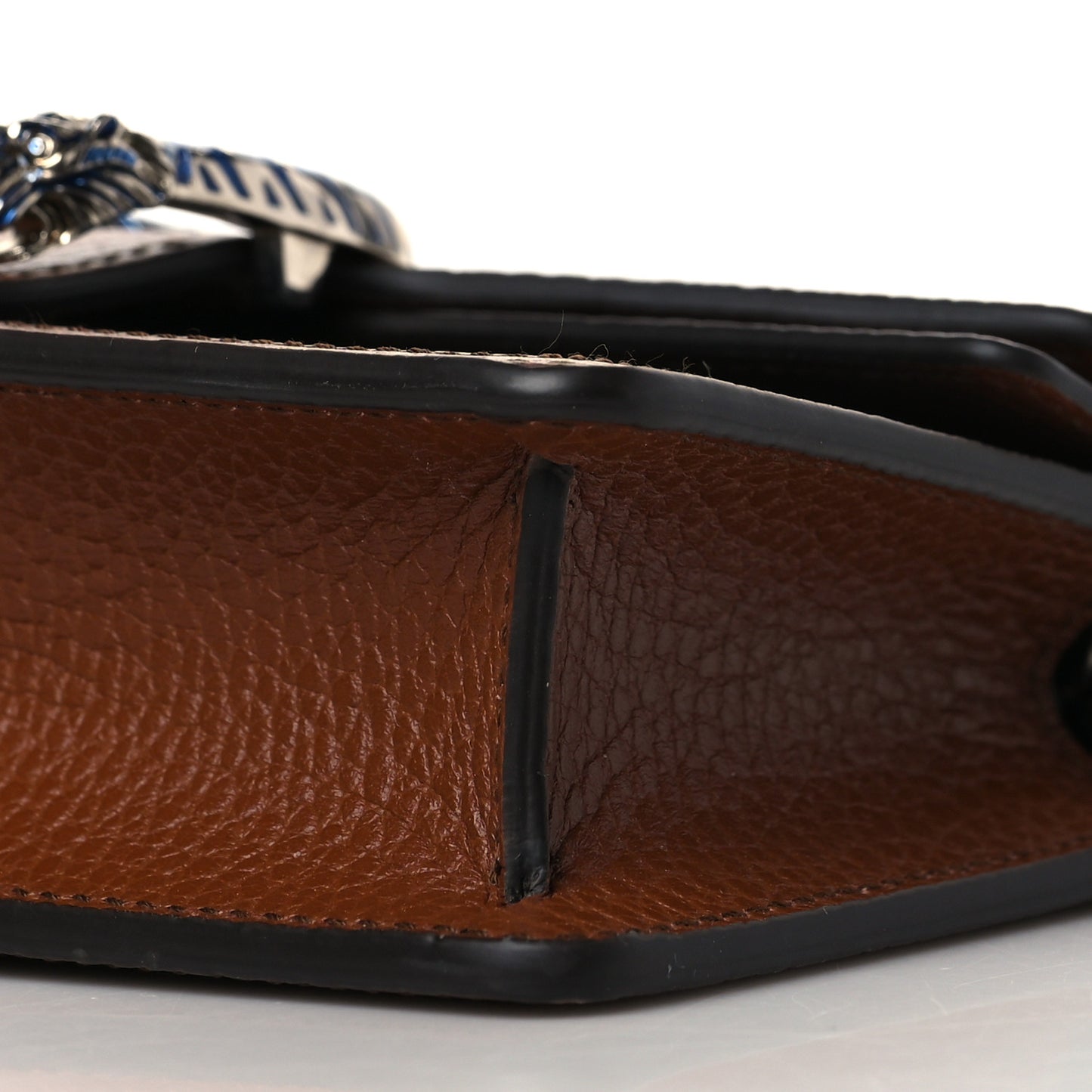 New Denim GG Monogram Dollar Calfskin Enamel Super Mini Dionysus Shoulder Bag Blue Tea Cuir Epilog Electric Blue