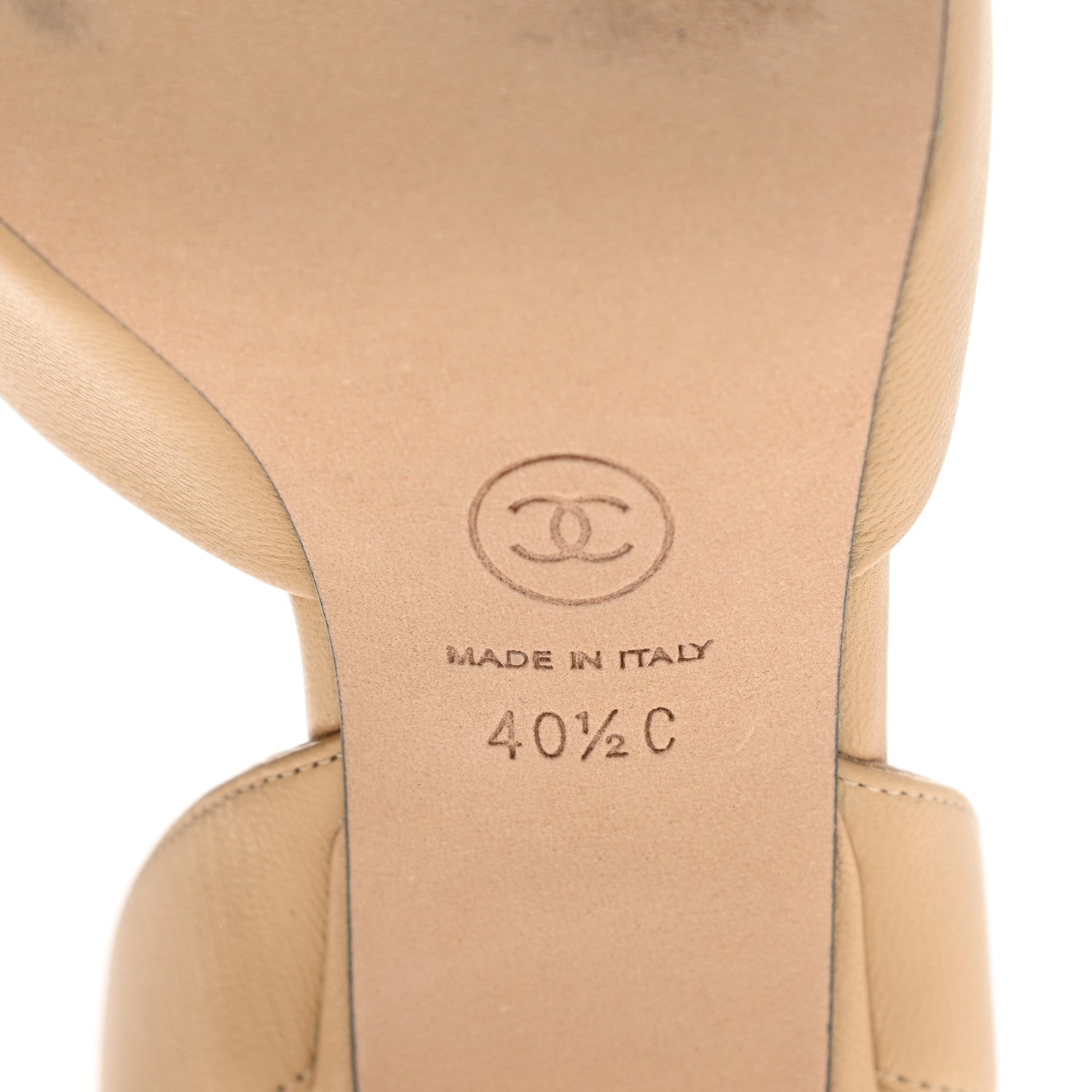 Chanel Goatskin Grosgrain Cap Toe CC Slingback Pumps 40.5 Beige Black 6 of 8