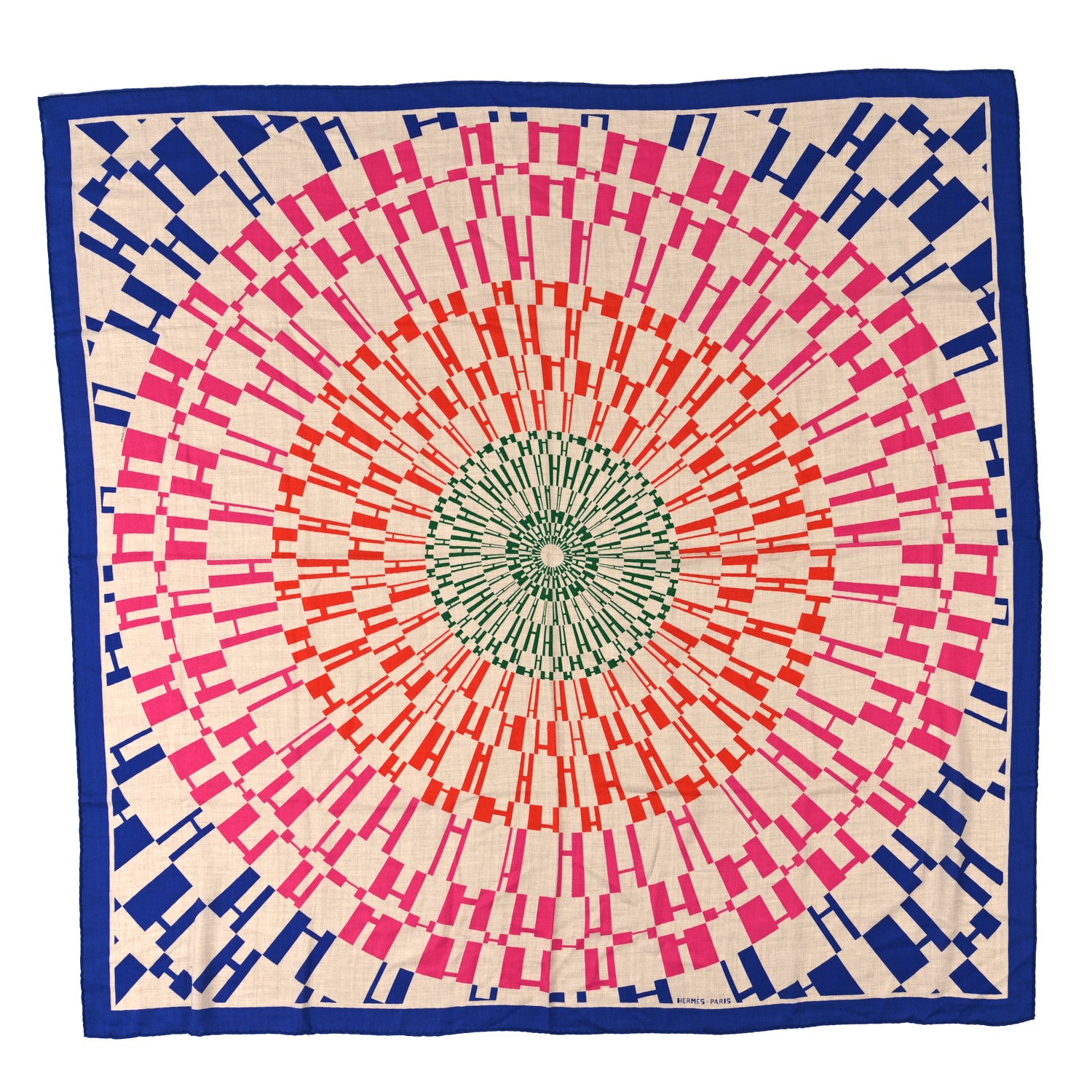 Hermes Cashmere Silk Op'H Shawl 140 Indigo Naturel Rose 1 of 5