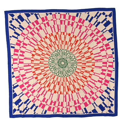 Hermes Cashmere Silk Op'H Shawl 140 Indigo Naturel Rose 1 of 5