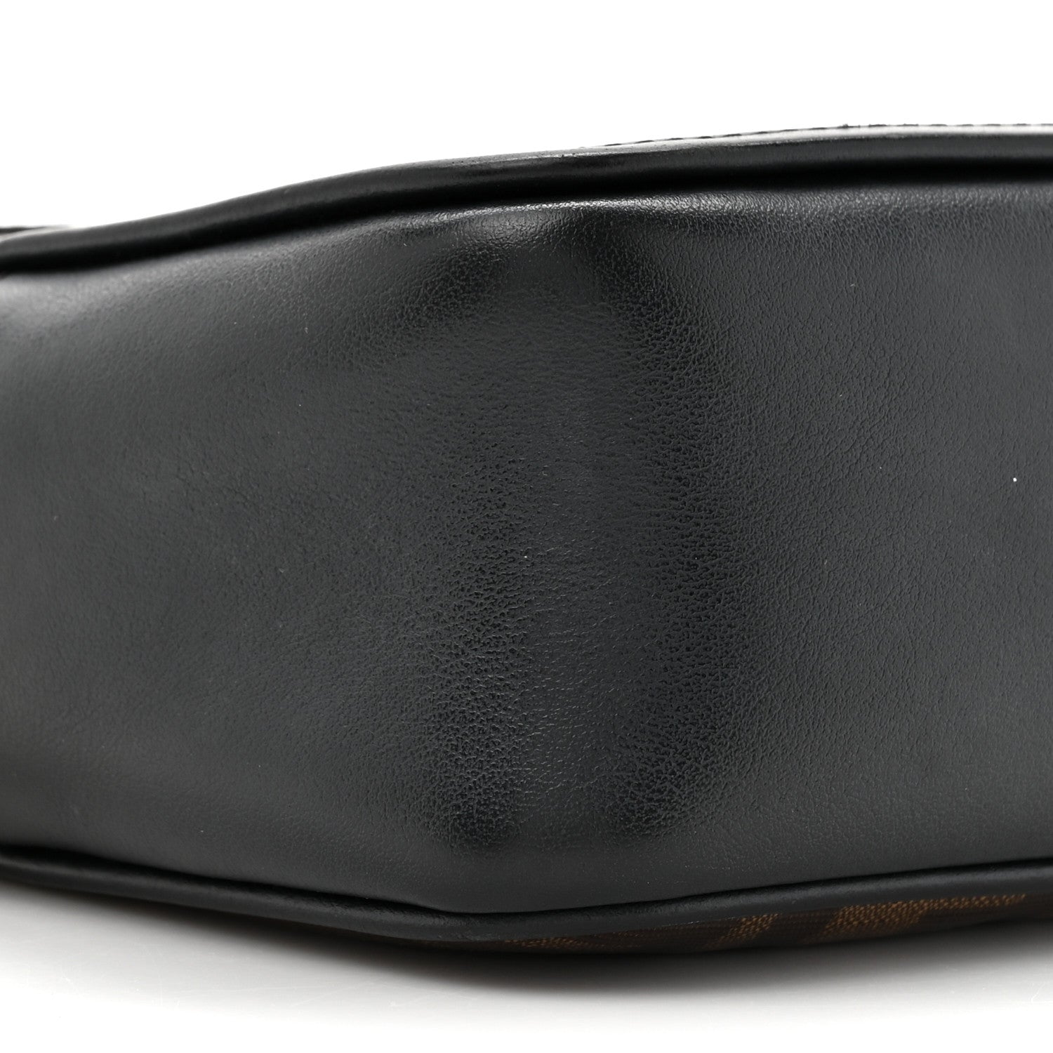 Fendi Glazed Fabric Vitello Century FF 1974 Stamp Patch Mini Camera Case Mogano Panna Black 10 of 13