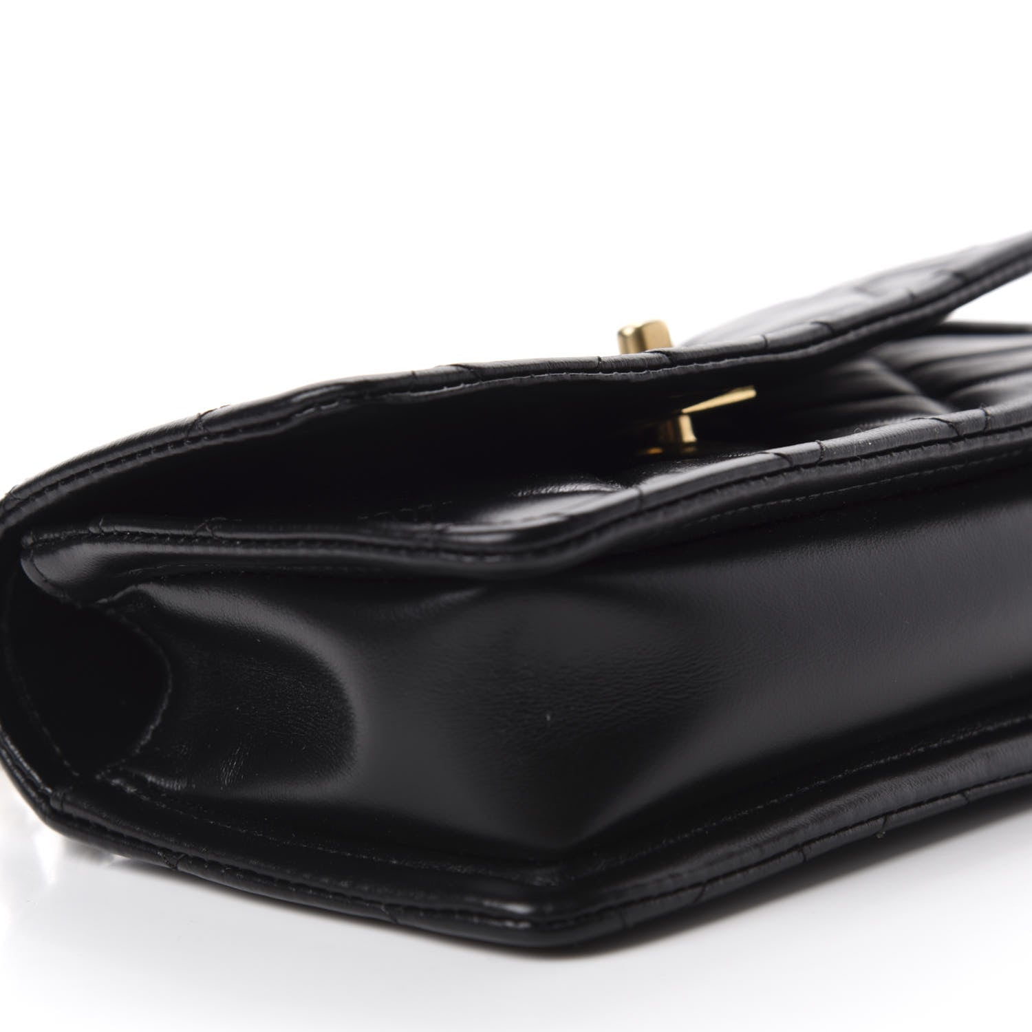 Chanel Shiny Lambskin Flap Clutch With Chain Black 6 of 11
