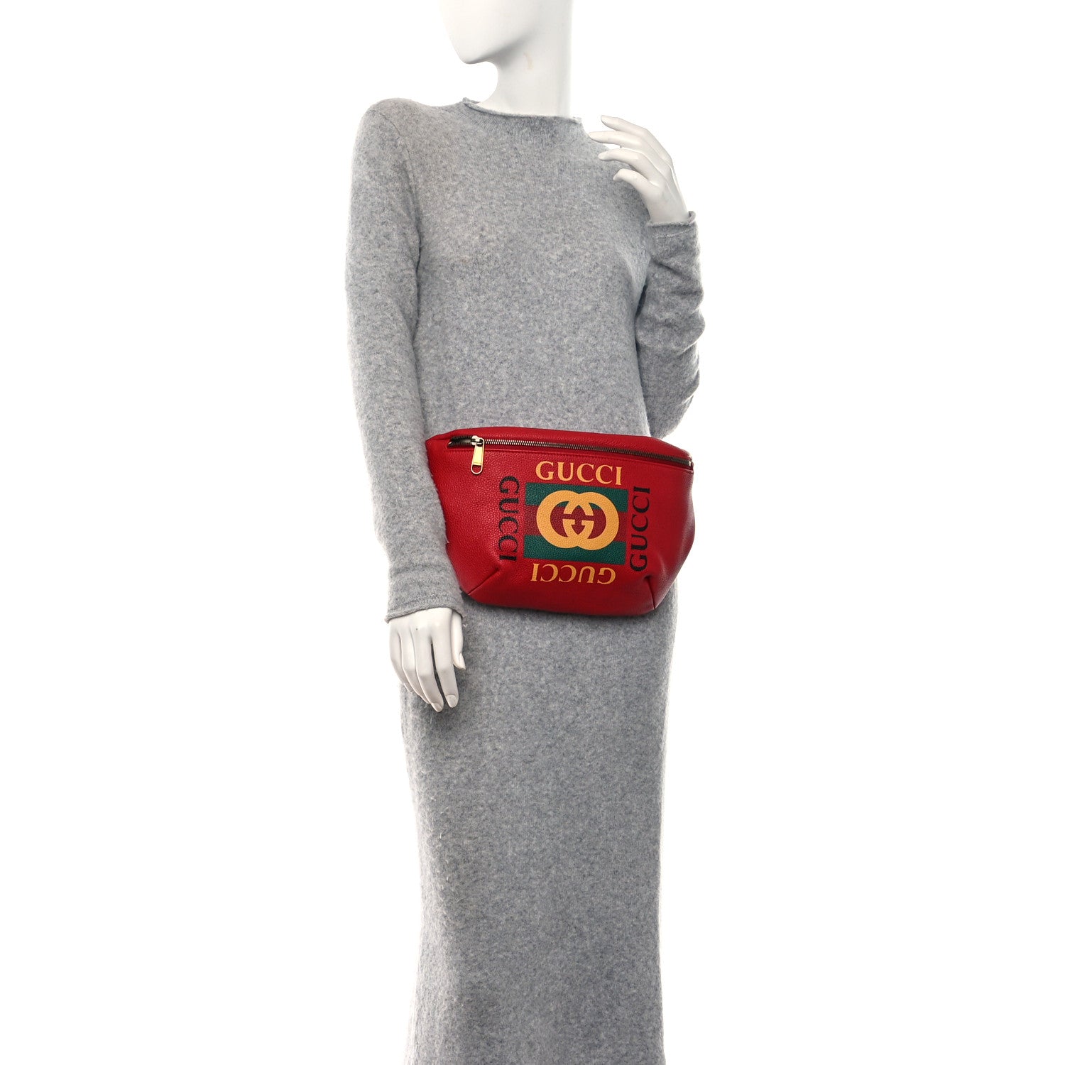 Gucci Grained Calfskin Logo Belt Bag Hibiscus Red 2 of 9