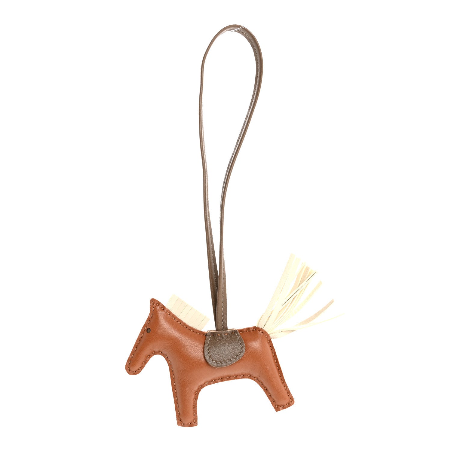 Hermes Milo Lambskin Grigri Rodeo Horse Bag Charm PM Gold Craie Etoupe 1 of 4