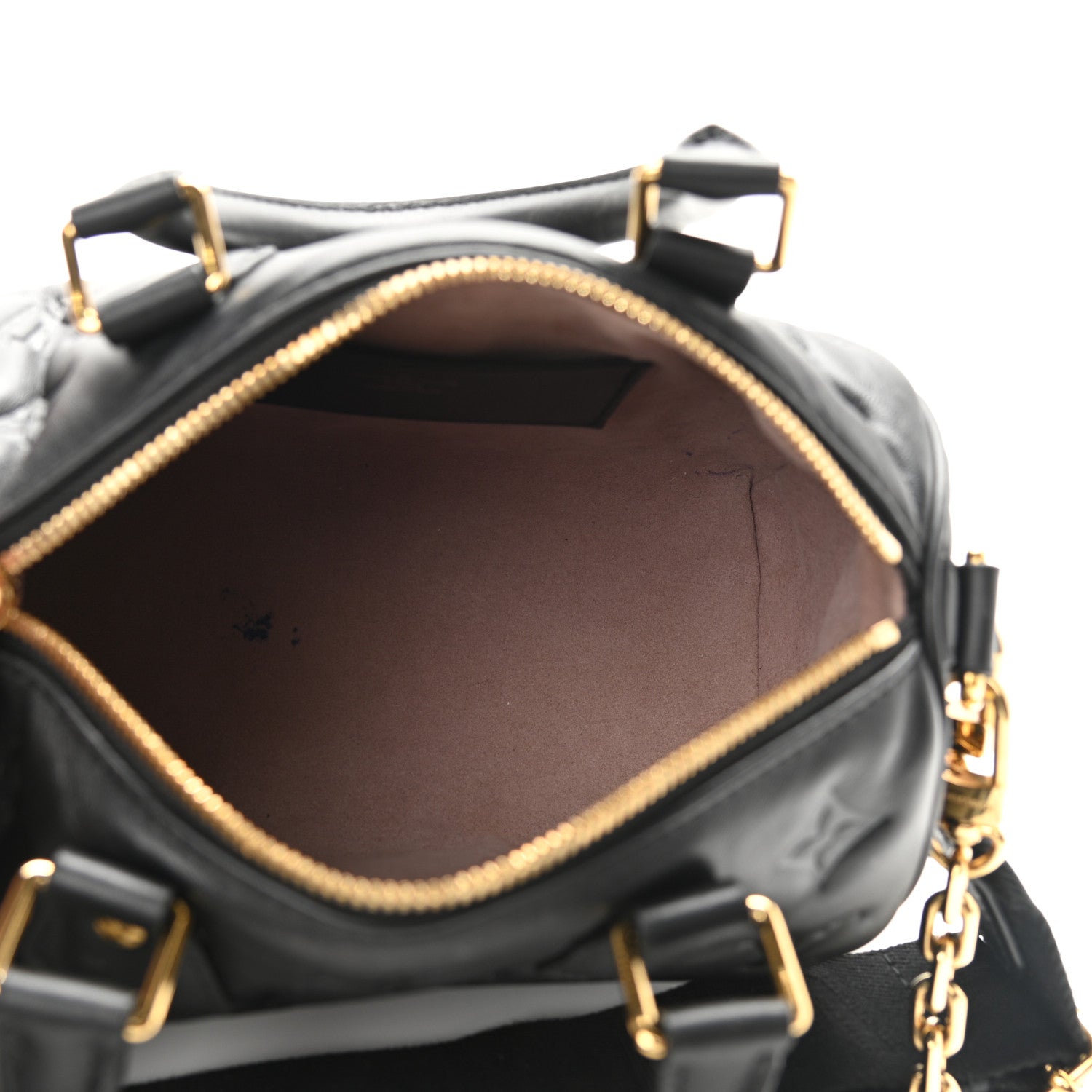 Louis Vuitton Lambskin Embossed Monogram Speedy 22 Bandouliere Black 5 of 12