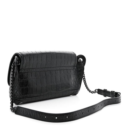 Saint Laurent Crocodile Embossed Calfskin Matelasse Monogram Baby Niki Shoulder Belt Bag Black 3 of 10